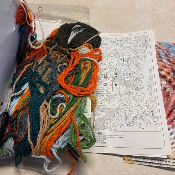 Vintage Dimensions Needlepoint The Road Home #2226 Fall Scene 
Open Package - Picture 11 of 14